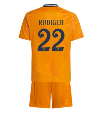 Real Madrid Antonio Rudiger #22 Segunda Equipación Niños 2024-25 Manga Corta (+ Pantalones cortos)